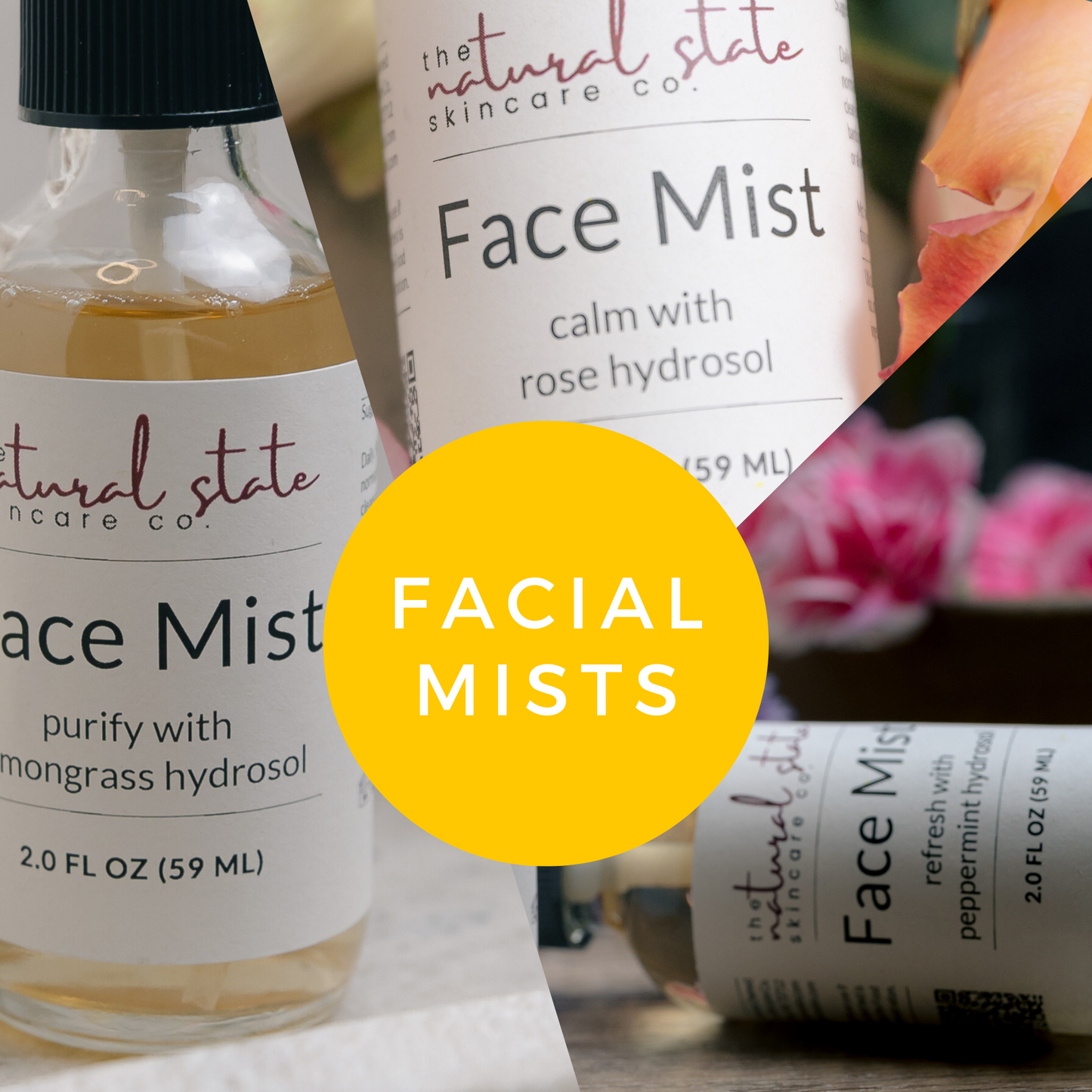Facial Mist | Face Mists with Lemongrass, Mint, or Rose Hydrosols