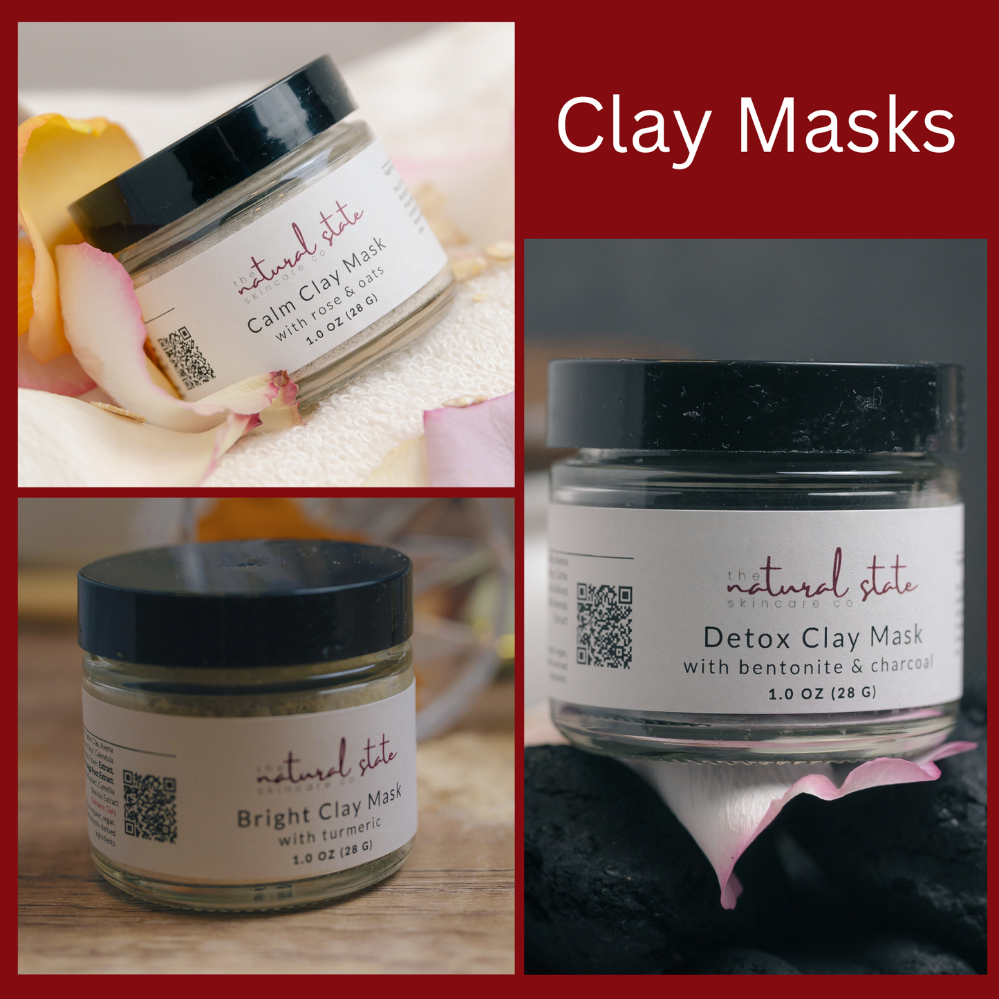 Facial Mask | Clay Face Mask, Bright, Calm, OR Detox