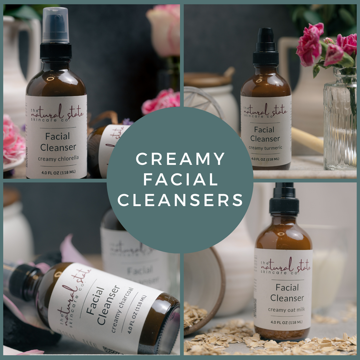 Facial Cleanser | Creamy Cleanser, Oat, Charcoal, Chlorella, or Turmeric